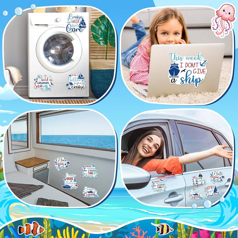 Cruise Ship Door Decorations, 10PCS Large Magnetic Cabin Magnets for Funny Carnival Cruise Birthday Decorations