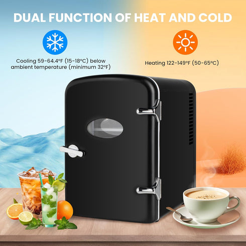 Simple Deluxe 4L Portable Mini Fridge, Warmer and Cooler for Six 12oz Cans, Eco-Friendly, Compact Refrigerator
