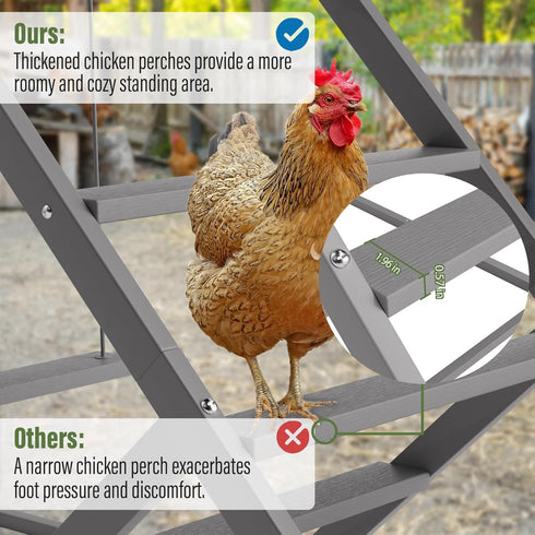 Set Chicken Perch for Coop with Ladder, Chicken Roosting Bars for Chickens in Coop with Swing Wooden Run Accessories