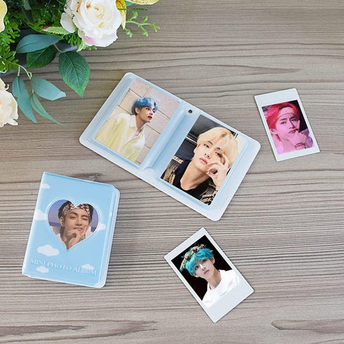 3 Inch Mini Photo Album for Fujifilm Instax Camera, Kpop Photocard Binder, 40 Pockets (Blue)
