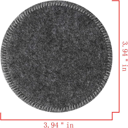 Drink Coasters Set of 6 with Holder - Dark Gray Round Water Absorption Felt Mat, 3.94 Inches Diameter