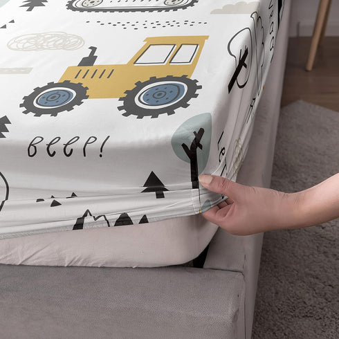 Datura home Set 4Pcs Set 1 1 2 Woodland Construction Sheets for Kids,Cartoon Excavator Truck Lifter Print Sheet
