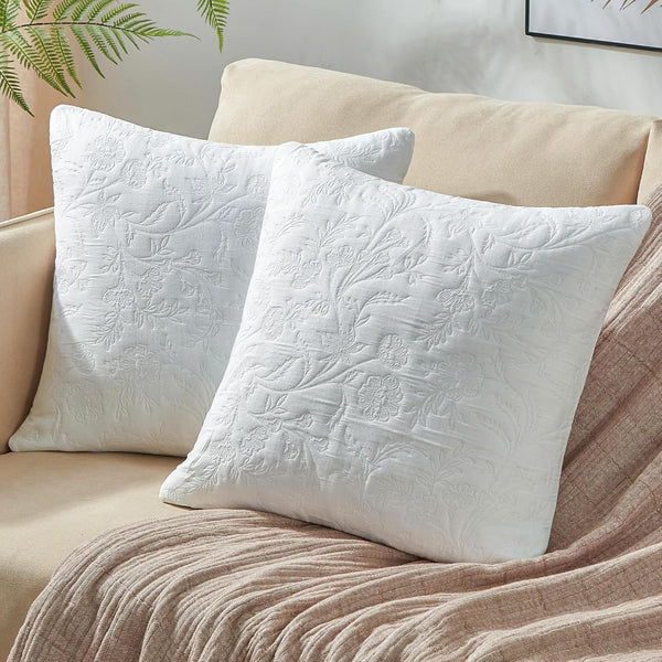 Bailix Floral Throw Pillow Covers 20x20 Set of 2 Vintage Jacquard Accent