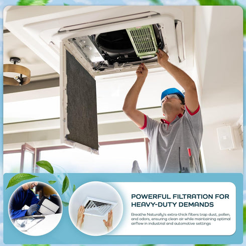 Breathe Naturally Universal Cut to Fit Carbon Activated Air Filter - Replacement Charcoal Filters Made in USA