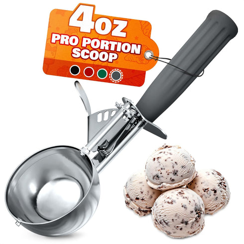 4 oz Ice Cream Scoop with Trigger Release #8, Stainless Steel Tool for Baking, Cookies, and Desserts, Easy-to-Clean