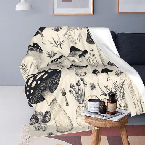 JIASTGO Cozy 40''X50'' Mushroom Throw Blanket Soft Warm Mushrooms Blankets Fuzzy Plush Fleece Mushroom Blanket Gifts