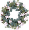 Idyllic Eucalyptus and Cotton Wreath, 14 Inches Artificial Decor for Farmhouse, Garden, Wedding, Natural Twig Base