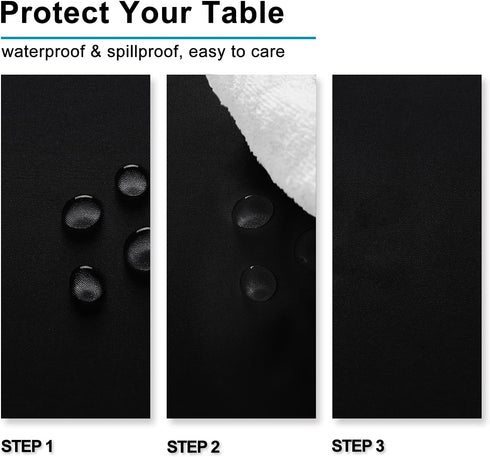 Hiasan Black Tablecloth for Rectangle Tables - Waterproof, Wrinkle Resistant Polyester Fabric, 54 x 108 Inch