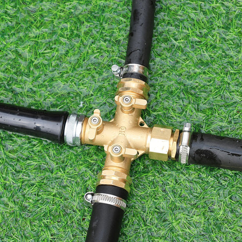 3 3 Garden Hose Splitter High Flow Splitter No Restricted-Flow Connector Heavy Duty Brass Hose Splitter with Shut Off