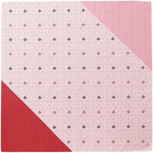 HAMAMONYO Furoshiki, 35.5 in., 'Flower Crest & Hexagonal Pattern'