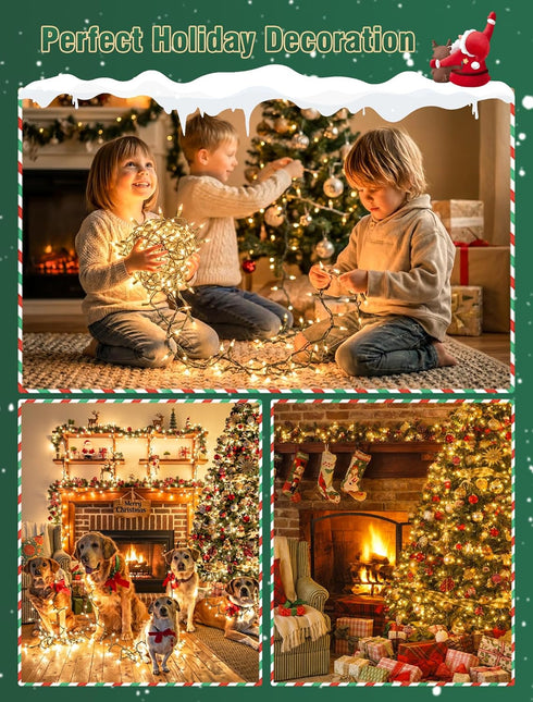 Set 2 Pack 50 Count 13 Bulb Hopolon Clear Christmas Lights Feet Incandescent Green Wire Mini String Lights for Indoor