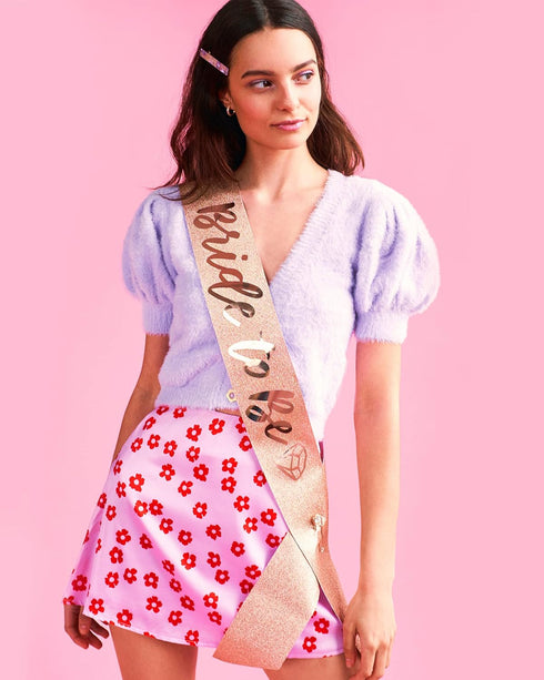 xo, Fetti Rose Gold Glitter Bachelorette Party Sash - Bride To Be | Decorations for Bachelorette Party and Bridal Shower