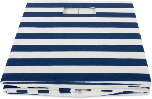 DII Polyester Cube Storage Collection, Collapsible Hard Sided Bin, 13x13x13", Nautical Blue