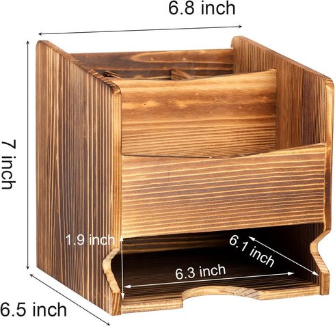 yarlung Wooden Utensil Caddy Flatware Holder, 5 Compartment Kitchen Sliverware Organizer Napkin Holder for Party, Dining Table, Restaurant or Outdoor