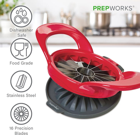 16-Slice PrepWorks Dishwasher Safe Apple Slicer and Corer Thin Apple Cutter with Safety Cover