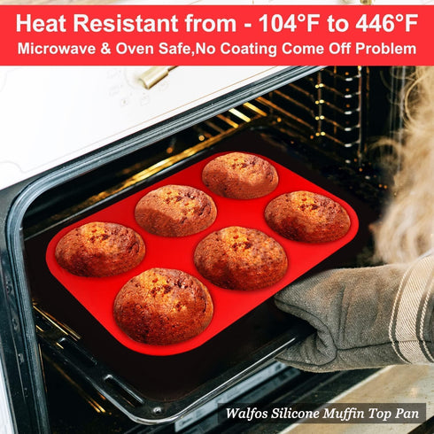 Walfos Silicone Muffin Top Pans - 4inch Jumbo Size Non-Stick Bakeware for Eggs, Hamburger Buns, Muffin Tops