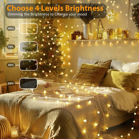50FT 150 OMIKA Connectable Globe String Lights Outdoor Waterproof, LED Fairy Lights with Remote Timer, Multicolor