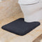 VANZAVANZU Toilet Rugs for Bathroom - U Shaped Contour Bath Mats, Non-Slip Microfiber Shaggy Thick (Black)