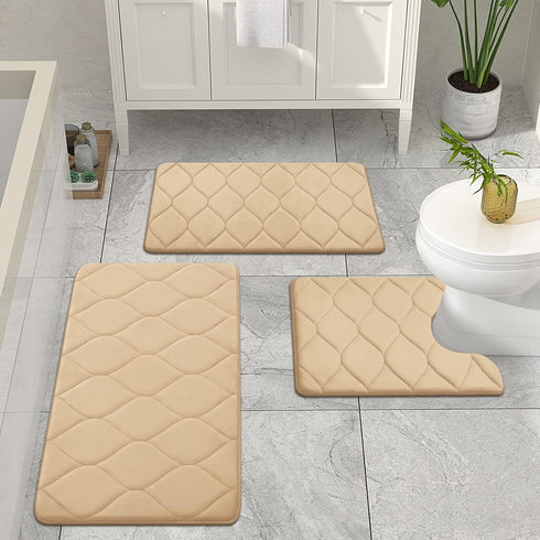 Colorxy Memory Foam Bathroom Rugs, Ultra Soft Non-Slip Bath Mat, Water Absorbent Machine Washable Bath Carpet Rug