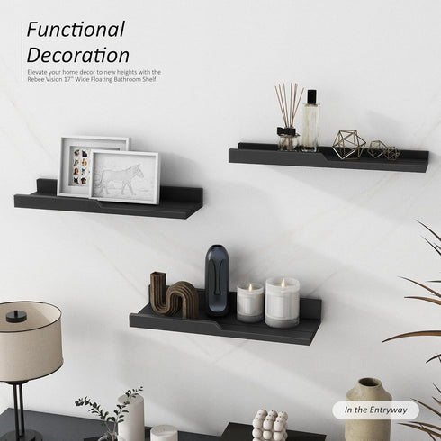 Set 3 Rebee Vision Modern Floating Shelves of : Farmhouse Wall Mounted Bedroom Decor Aesthetic for Multifunctional