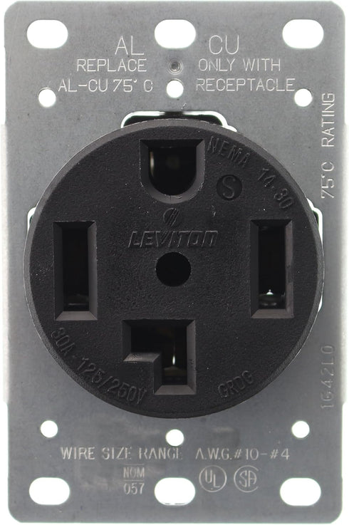 Leviton 4-Wire, 30-Amp, 250V Flush Mount Dryer Receptacle, 278-S00