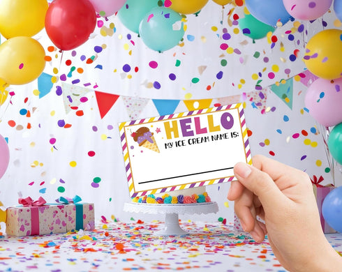 NODROY 68 Game,30 Acrylic What is Your Ice Cream Name Stickers, Ice Cream Party Decor, Perfect for Birthday Party