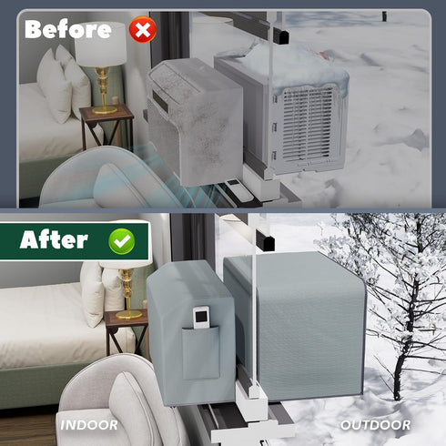 Window Air Conditioner Cover Kit for U-Shape AC, Magnetic Easy Install, 2 Covers, 3 Layers Insulated