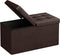 SONGMICS Folding Storage Ottoman Bench 30 Inches, Faux Leather, Brown, Footstool with Flipping Lid, ULSF45BR