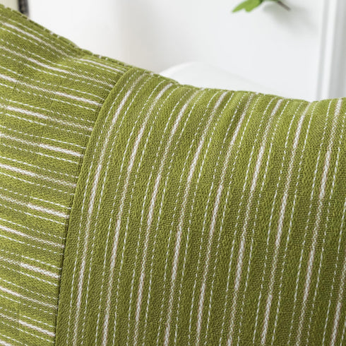 18x18, Set 2, Kevin Textile Light Green and Beige Farmhouse Striped Patchwork Linen Spring Decorative Throw Pillows