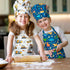 GROBRO7 4Pcs Kids Apron Chef Hat Set, Adjustable Kitchen Toddler Aprons with 2 Pockets for Baking Cooking Gift for