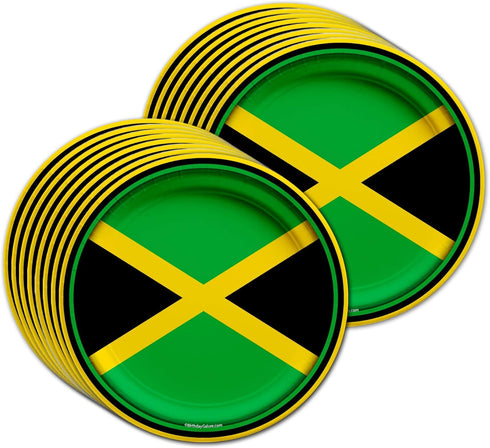 Jamaican Flag Birthday Party Supplies Set, Plates, Napkins, Cups for 16, Tableware Kit