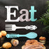 Jetec Set of Eat Sign, Cute Fork and Spoon Wall Decor, Rustic Wood Decorative Hanging Letters for Kitchen Home