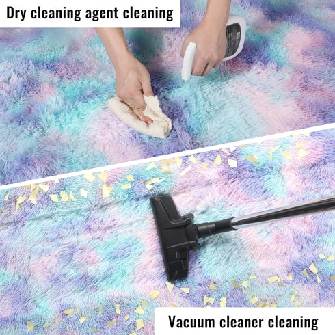 4x6 PAGISOFE Cute Furry Pastel Rug for Girls Bedroom, Soft Adorable Rainbow Purple Tent Rugs for Livingroom, Kid