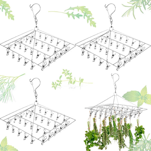 Bokon 4 Pcs Hanging Drying Rack for Herb Macrame Flower with Stainless