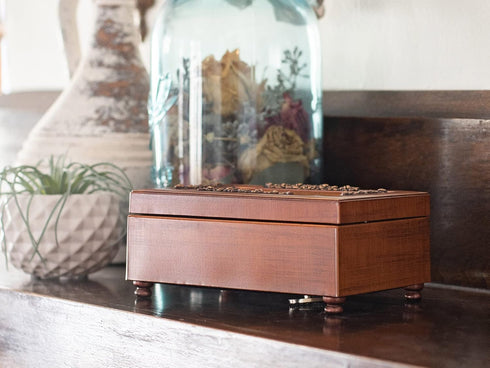 Petite Rose Music Box with Walnut Finish