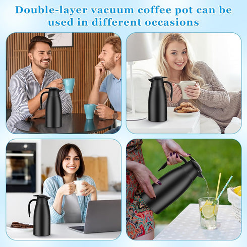 2 Pcs 51 oz Thermal Coffee Carafe, Stainless Steel Vacuum Pot Flask with Brushes, Insulated Double Walled for Keeping