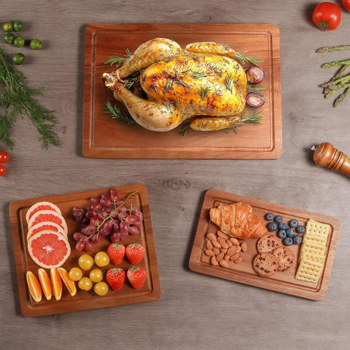 ADMKERS Set, (set 3) Wood Cutting Boards for Kitchen, Acacia Wooden Cutting Board Charcuterie Board, Large Solid