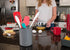 Nat & Jules Charcoal Grey Iron Metal Kitchen Crock, 6.75 x 5 Utensil Holder for Countertop