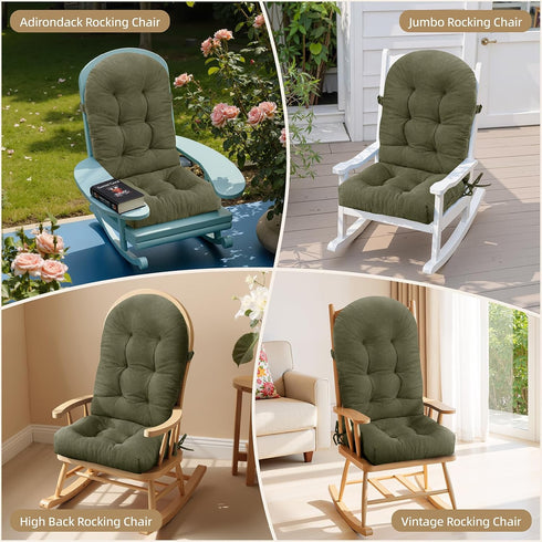 44x19x4 inch Rocking Chair Cushion - Plaid Corduroy Fabric, High-Density Sponge, Durable Comfort Non-Slip Bottom Tufted