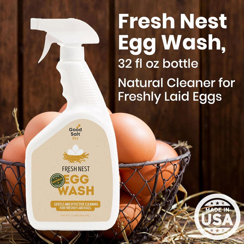 32 Clean Republic Good Salt Pet Fresh Nest Egg Wash Spray, Natural Cleaner for Freshly Laid Eggs, Made in the USA