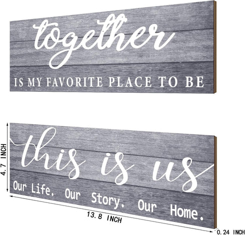 Jetec 2 Pcs Wooden Home Wall Signs, This is Us Wall Decor Family Plaque Rustic Wood Entryway Art (Gray)