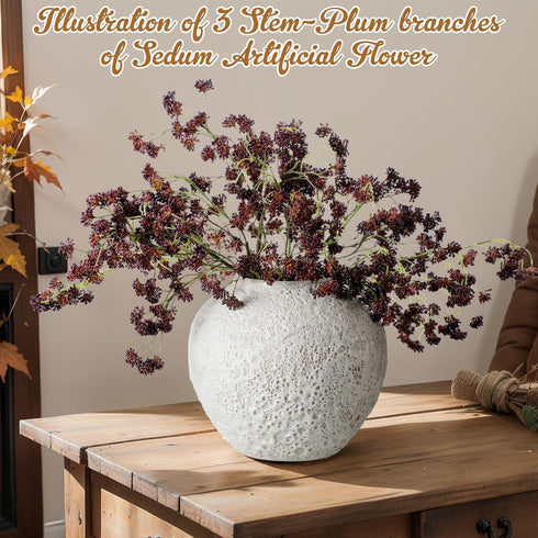 Thiccywoov 3 (16 Inch) Pcs Plum Faux Berry Stems Artificial Dusty Sedum Berry Stems Picks Branches Faux Spray for DIY