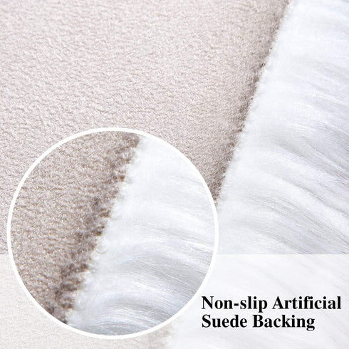 Softlife White Small Faux Fur Sheepskin Throw Rug, Fluffy Shag Fur Chair Cover Pad, Washable 20" x 20"