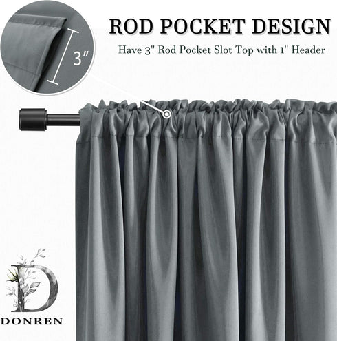 DONREN Medium Grey Valance for Small Windows, Basement Valances with Rod Pocket (2 Panels, 42 by 12 Inch)