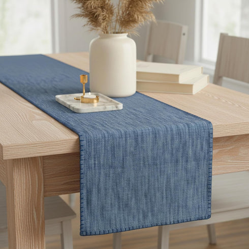 14"x48" Coffee Table Runner Modern Kitchen Cotton Table Cloth Strip with Decorative Stitched Edge Dresser Scarf Dining