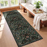 2x6 Washable Runner Rug,Black Floral Boho Area Rug for Hallway,Low-Pile Non-Slip Stain Resistant Carpet for Kitchen