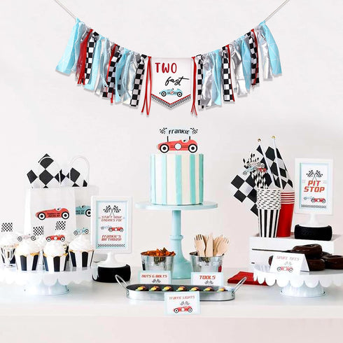 Agkvw 2nd 2ndBirthday Two Fast Birthday Banner - Race Car Birthday High Chair Banner, Race Car Theme Bday Decoration