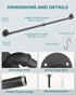 OROPY 38 Inch Pot Bar Rack - Wall Mounted Detachable Pans Hanging Rail with 14 S Hooks, Black