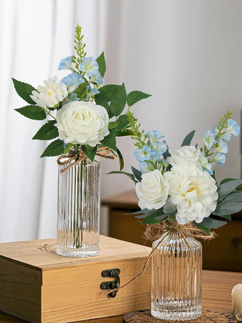 6Pcs Rinlong Assorted Flower Centerpieces for Wedding Tables Centerpiece Bridesmaid Bouquets Baby Nursery Shelf Mantel