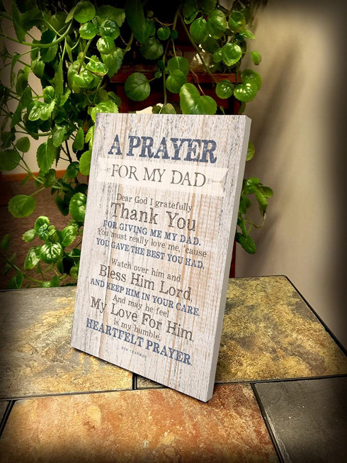 DEXSA Prayer for My Dad Wood Frame Wall Plaque, 6x9 inches, Father’s Day Gift, Made in USA